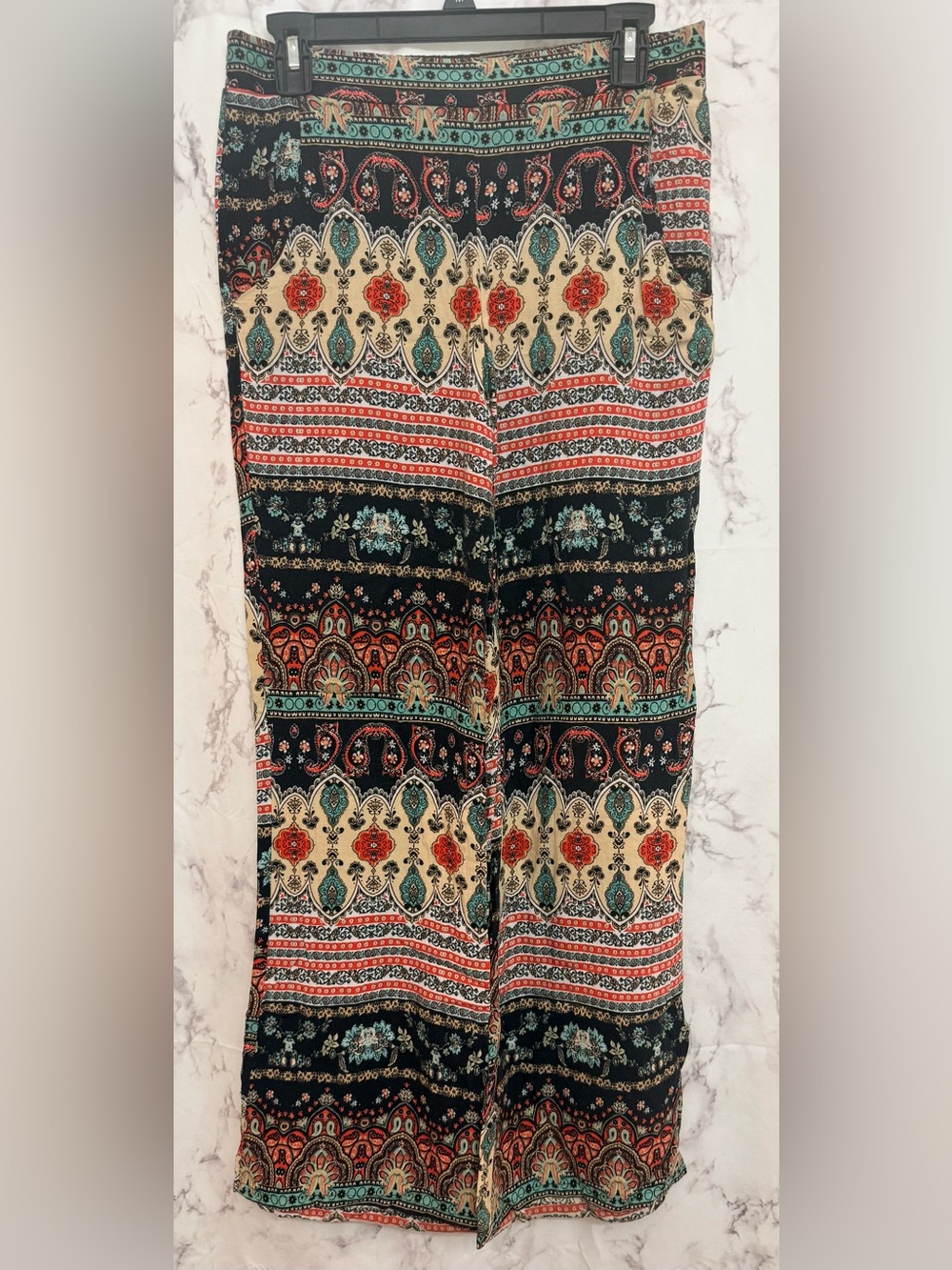 by & by Black Multi Boho Wide-Leg Pants